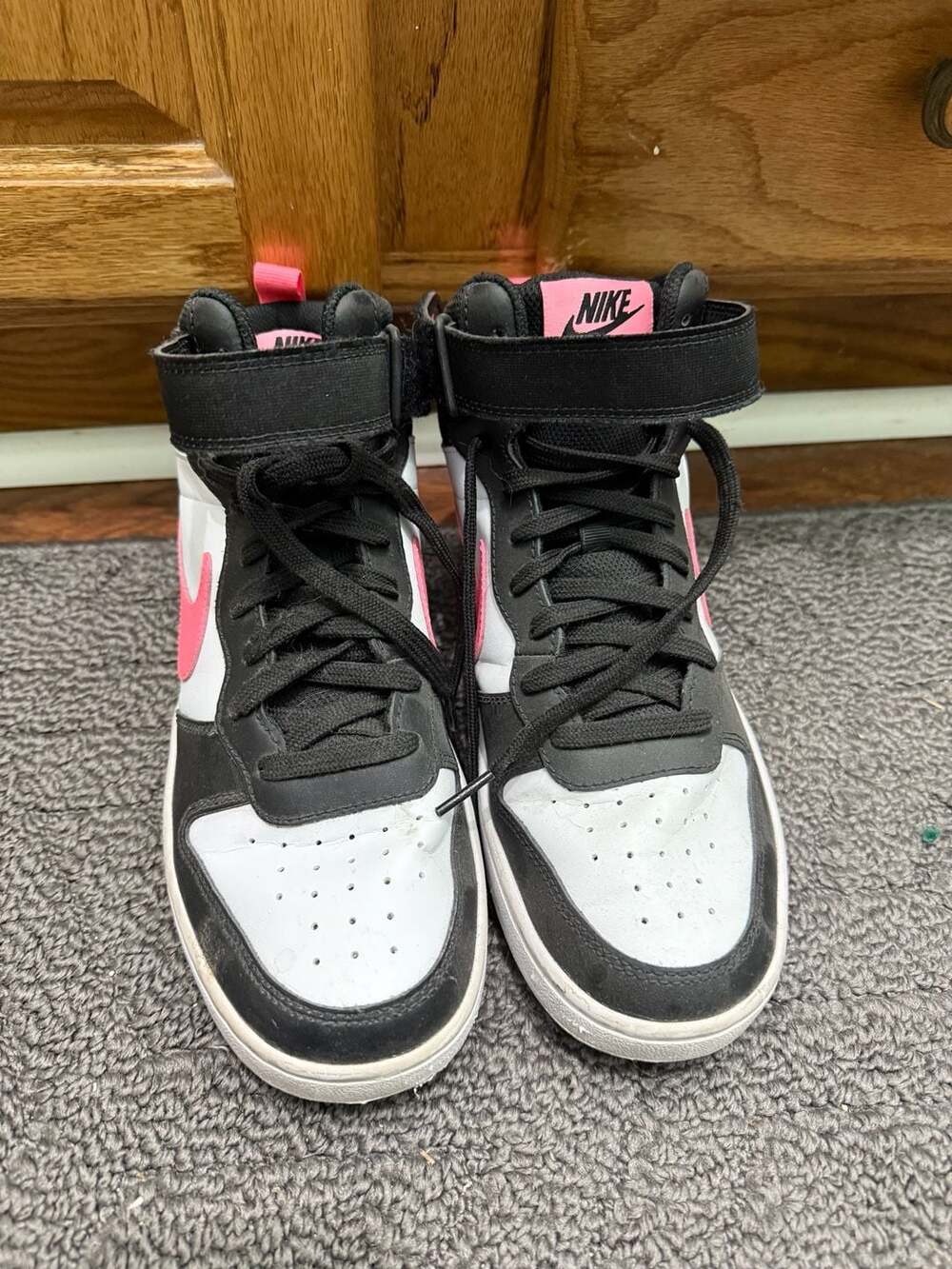 Nike Court Borough Mid 2 Black Pink White Sneakers Size 7Y